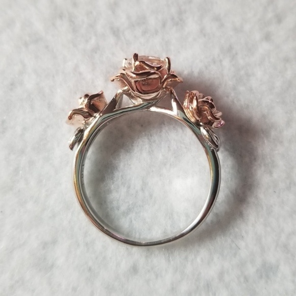 Sterling Silver & 18k Three-Rose Ring - Picture 3 of 7